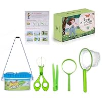 5 Pcs Outdoor Explorer Kit for Kids Kids Toys Adventure Kit with Insect Observation Box Insect Catching Kit Exploration Insect Observation Box Insect Scissors,net,Tweezer,Magnifying Glass