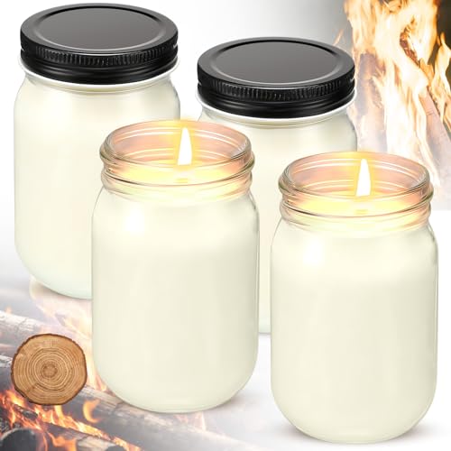 MTLEE 4 Pack 12 oz Mason Jar Soy Candle with...