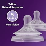 Philips Avent Tetina de biberón Natural Response: 2 tetinas de biberón de flujo 5 para bebés a partir de 6 mes, sin BPA (modelo SCY965/02)