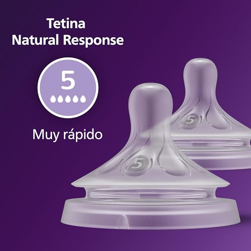 Philips Avent Tetina de biberón Natural Response: 2 tetinas de biberón de flujo 5 para bebés a partir de 6 mes, sin BPA (modelo SCY965/02) - Imagen 7