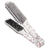 IWOWHERO Cepillo Alisador de Cabello Transparente Resistente al Calor Diseño en V, Peine de Pinza para Cabello Liso y Rizado, Herramienta Versátil para Peinar y Desenredar en Salones