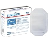 ELIMEDICAL 20 unité pansement transparent film, adhésif imperméable,Pour tatouages, brûlures, plaies et écorchures‌ (10cm x 12cm)