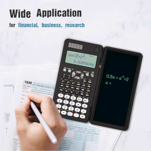Image of 991MS 349 Functions 2-Line Display Scientific Desk Calculator with Notepad | ROATEE Scientific Calculator Back to Middle High School Supplies for Students Solar & Battery Powered, Foldable Easy to Carry