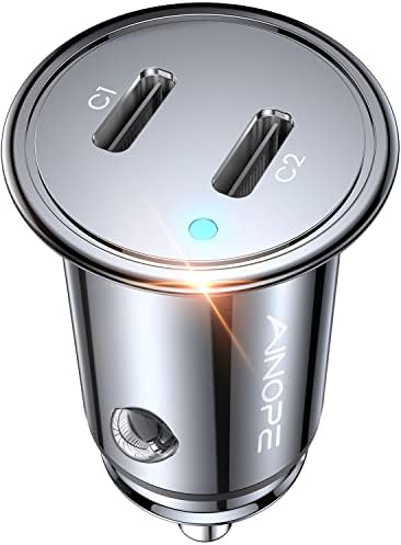 40W USB C Car Charger, AINOPE Super Fast Car Charger All Metal & Mini PD 3.0 Dual Port Car Charger Adapter Compatible with iPhone 13/12, Samsung S21 S20, Note 10, Pixel, HUAWEI, OnePlus, iPad, Tablet