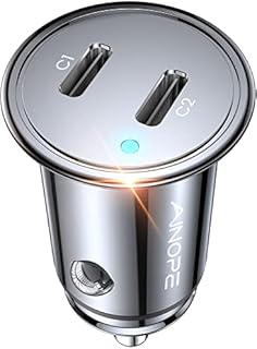 40W USB C Car Charger, AINOPE Super Fast Car Charger All Metal & Mini PD 3.0 Dual Port Car Charger Adapter Compatible with iPhone 13/12, Samsung S21 S20, Note 10, Pixel, HUAWEI, OnePlus, iPad, Tablet