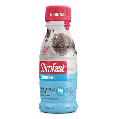 SlimFast Meal Replacement Shake, Original Rich Chocolate Royale, 10g of Ready to Drink Protein for Weight Loss, 11 Fl. Oz Bottle, 8 Count
