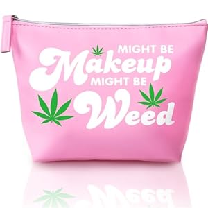 Vegan Leather Y2K 2000s McBling Makeup Bag – Pink Accessories Stoner Girly Girl Things Cute Stuff Marijuana Make Up Funny Birthday Mothers Day Mom Girls Sister Gift Best Friend Weed Gifts for Women