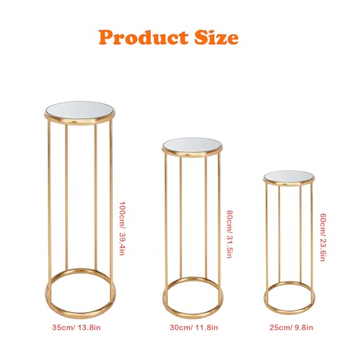 Miniatura 5 de Tectsia 3 Soportes De Pedestal Cilíndrico De Metal Para Fiestas, Cilindros Para Decoraciones De Fiestas, Mesas Redondas De Pedestal Para Tartas Para Exhibición De Boda, Decoración De Centenos, Planta