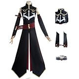 YOUJIRRD Code Geass Lelouch of the Rebellion Cosplay Costume with Wig Lelouch Lamperouge Black Outfit for Halloween Party (Black, Medium)