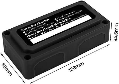 48V 300A DC Bus Bars Heavy Duty,BusBar Box,Busbars,12v Distribution Block,4X M8 Terminal Studs Battery Junction Block,4 Studs Bus Bar Distribution Block,Ground Power Terminals for Car RV Boat (Black)