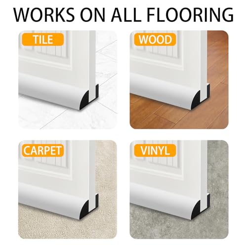 2 Pack Door Draft Stopper 36" Adjustable Under Door Draft Stopper Soundproofing 30 Inch to 36 Inch Noise Blocker Seal Large Gap up to 1.2", Easy to Install White by HORTIX - Image 6