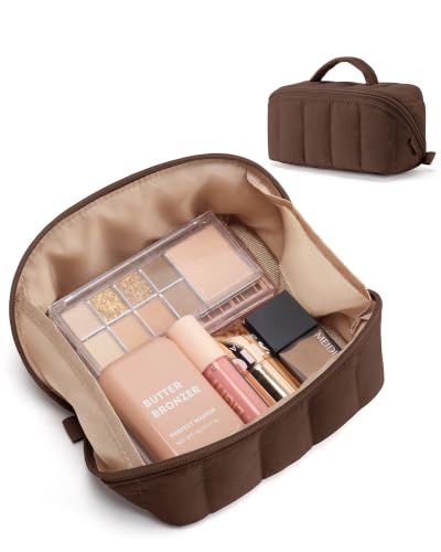 Image of BAGSMART Small Makeup Bag for Women, Mini Toiletry Bag, Chocolate Brown