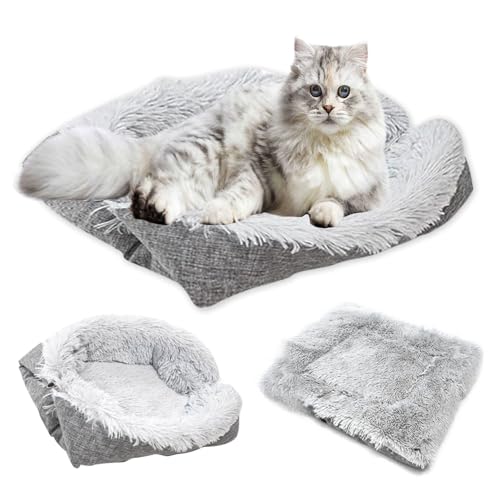 katzenbett flauschig, Katzenbett 2 in 1, Plüsch Weich Katzenkissen, Waschbarer Katzenschlafplatz, Flauschig katzenkissen, Warmes Haustierbett, Plüsch Haustierbett für Kleine Hunde und Katzen (Grau) katzenbett flauschig, Katzenbett 2 in 1, Plüsch Weich Katzenkissen, Waschbarer Katzenschlafplatz, Flauschig katzenkissen, Warmes Haustierbett, Plüsch Haustierbett für Kleine Hunde und Katzen (Grau)