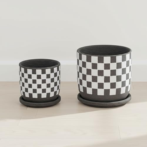Checkerboard Saucer Planters