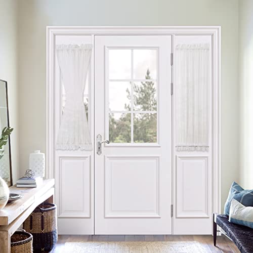 Emema Sidelight Curtains For French Door Sheer Panels Window Treatment Light Filtering For Glass Door With Tieback 2 Panels (White, W25 X L40) #TOP7