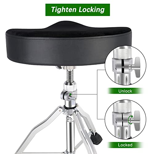 EASTROCK Drum Throne Drum Seat Height Adjustable,Rotatable Padded Drum Stools Motorcycle Style Drum Chair with Anti-Slip Feet for Drummers,Adult by EASTROCK - Image 4