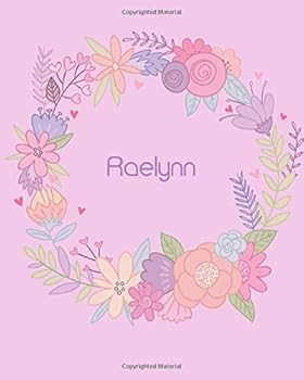 Raelynn: 110 Lined Pages 8x10 Cute Pink Blossom Design with Lettering Name for Girl, Journal, School and Self Note,Raelynn