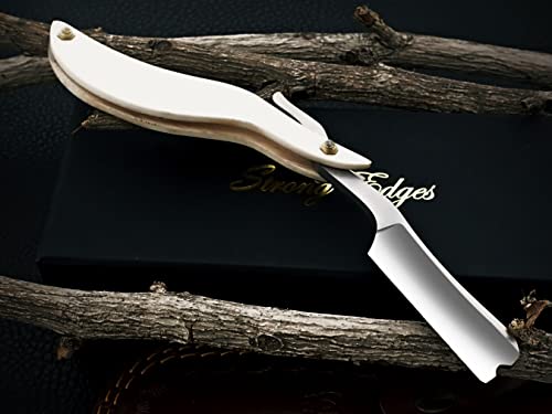Strong Edges Hand Made D2 Steel Straight Razor Folding Razor With Shaving Ready Classic Barber Blade Edge, Men Straight Razor, Leather Case + Strop, Close Shave, Great Gift R-88 #TOP1