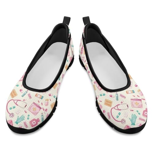 Image of Walking Shoes Women Breathe Mesh Slip On Sneakers Women Comfortable Lightweight