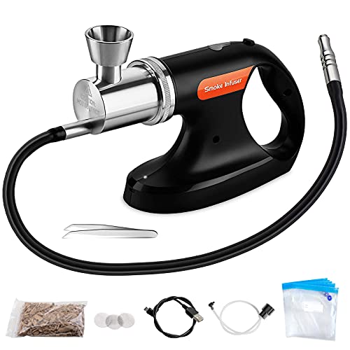 Preisvergleich Produktbild Tragbare Räucherpistole Handheld Lebensmittel Kaltraucher Wiederaufladbar mit Elektrischem Cocktail-Räuchergefäß Holzspäne Räuchergefäß Maschine zum Kochen