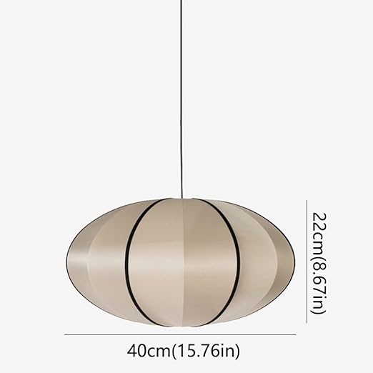 LRUII Ceiling Lights, 1 Light Small Pendant Lamp Kitchen Island 15.7 Inch Fabric Paper Lantern Pendant Light Farmhouse Ceiling Hanging Lamp Nordic Brown Vintage Chandelier For Bedroom Living Room Corridor photo 3
