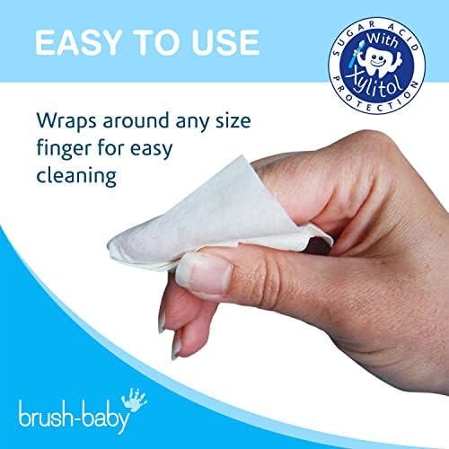 Brush-Baby DentalWipes for Babies, Stage 1 Birth, First Teeth, Suitable from 0-16 Months, Soft & Gently Clean Your Babys Mouth, Gums and Tongue, Individually Wrapped, White, 28 Count