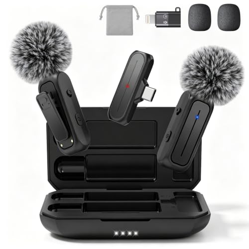 Image of MAYBESTA Wireless Mini Microphone for iPhone & Android Phone | Lapel Microphones with Charging Case, Clear Voice, Noise Cancelling, 2 Clip on Content Creator Mics for Tiktok YouTube Vlog