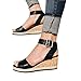 Yvelands Moda Retro para Mujer Punta Abierta Tobillo Plataforma Cuñas Zapatos Señoras...
