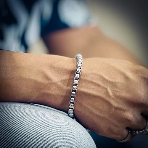 Image of THE MEN THING 7mm Pure Stainless Steel Bracelet European trending Style, Domineering Striped Bracelet for Men & Boy (7-9inch)