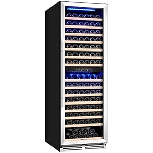 BODEGA Wine Cooler Refrigerator 24 Inch, 174 Bottle Dual Zone Wine Fridge with Double-Layer Tempered Glass Door and Temperature Memory Function,Built-in or Freestanding