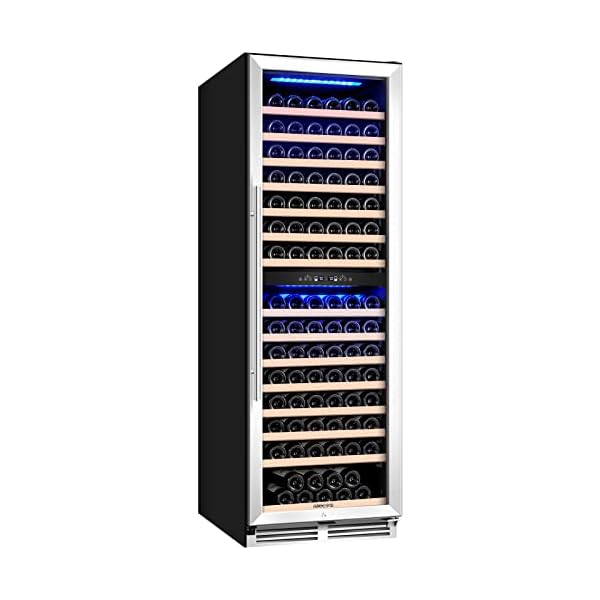 BODEGA Wine Cooler Refrigerator 24 Inch, 174 Bottle Dual Zone Wine Fridge with Double-Layer Tempered Glass Door and Temperature Memory Function,Built-in or Freestanding