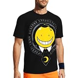 KARFRI Anime Assassination Classroom Allien Sensei T Shirt Men's Summer Round Neck Tops Casual Short Sleeves Tee Black, Large