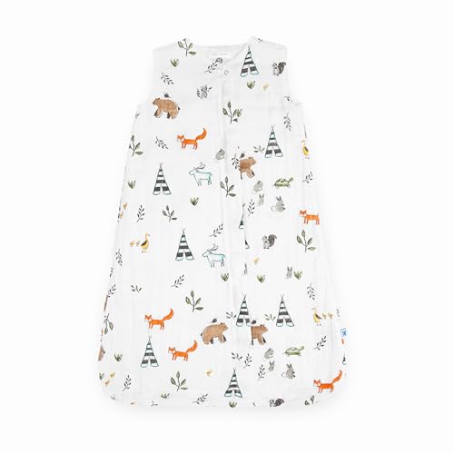 Image of Little Unicorn 0-6 Month Premium Muslin Sleep Sack 1.1 TOG | Soft & Breathable Muslin Cotton for safer sleep | 2 way zipper (Forest Friends)
