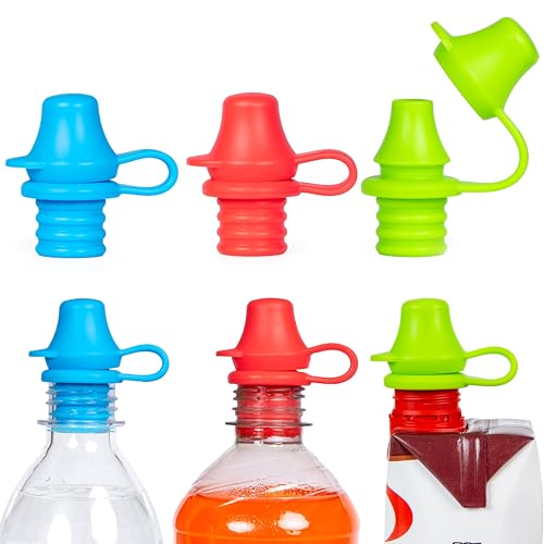 Image of Kiddikap Original Water Bottle Topper for Toddlers – 100% Silicone Sippy Top Spout with Protective Cap Makes The Bottle Top a Spill Proof Lid for Kids and Adults - 3 Pack - Original