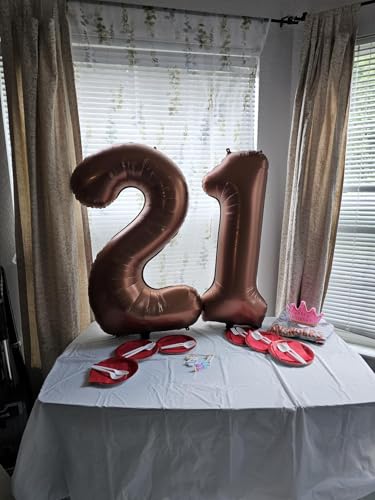 Image of 2 Balloon 40 inch Coffee Number Balloons for 2nd Birthday Party Decorations | Saturated Color, Large 40 inch, With Inflation Straw & Hanging Holes, Great for Thanksgiving, Vintage & Cowboy Theme Party