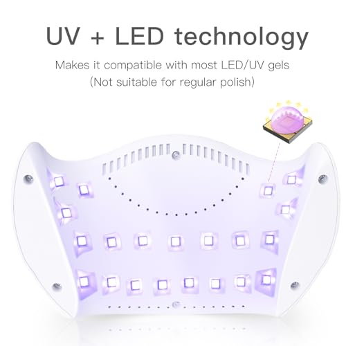 LKE Gel UV LED Nail Polish Lamp, LKE Nail Dryer 40W LED Light with 3 Timers Professional for Nail Art Tools Accessories White 21pcs