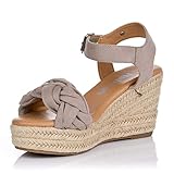zapatos plataforma primavera verano Suela antideslizante Refresh 79795, Sandalias con cuña Mujer, Taupe, 38 EU