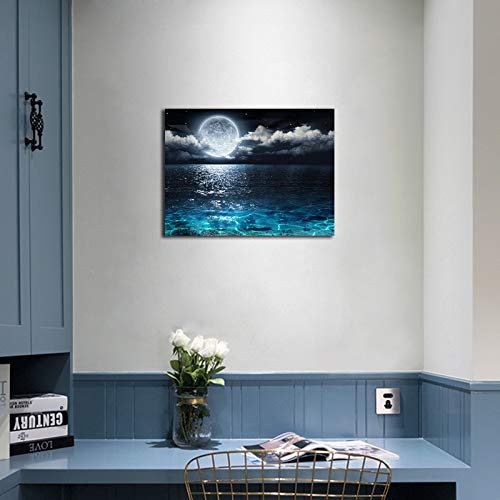 Hai dou ya Blue Moon Canvas Wall Art Painting - Wall Decor Modern Ocean Landscape Pictures Room Decoration Print Poster Artwork for Living Room Bathroom Home Decorative Framed Ready to Hang 12x16inch - Cosy Home Interiors Hai dou ya Blue Moon Canvas Wall Art Painting - Wall Decor Modern Ocean Landscape Pictures Room Decoration Print Poster Artwork for Living Room Bathroom Home Decorative Framed Ready to Hang 12x16inch - Image 6