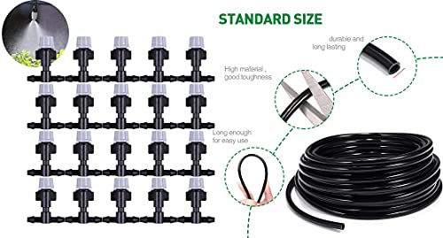DIY Crafts Water Misting Cooling System Kit Summer Sprinkler Nozzle Outdoor Garden Greenhouse Park Plant Spray Hose Watering Sprayer (6 Pcs Misting Kit, Included Pipe + Faucet Connector + Accessory)