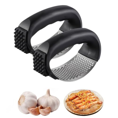 Prensa de ajo de acero inoxidable, prensa de ajo de nuevo, utensilios de cocina domésticos, prensa de ajo manual portátil, aparatos de cocina para triturar ajo (2 Pcs)