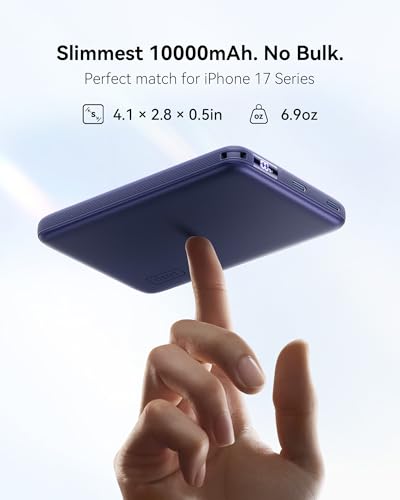 Image of INIU Slimmest Power Bank for MagSafe, 10000mAh Qi2.2 Certified 25W Wireless & 45W Wired USB C Fast Charging Portable Charger, Flight-Safe Travel Phone Magnetic Battery Pack for iPhone etc, Blue