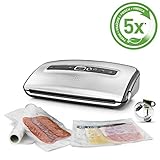 FoodSaver FFS016X Macchina per Sottovuoto Alimenti, 10 Sacchetti Pretagliati, 1 Rotolo da 3 m, Porta...