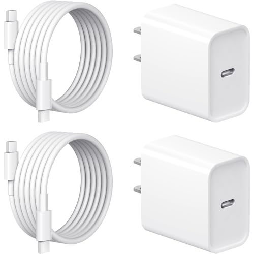 iPhone 17 16 15 Charger Fast Charging 2+2Pack 20W USB C Wall Charger with 6FT Fast Charging Cable Compatible with iPhone 17/17 Air/17 Pro/17 Pro Max/iPhone 16/15 Series iPad Pro/AirPods