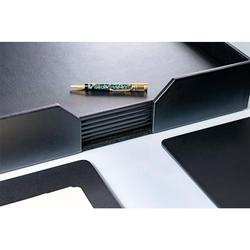Dacasso Black Leatherette Luxury 8 Seat Conference Room Accessory Set - 20" x 16" Table Mat Desk Pad Blotters for Executive Boardroom by Dacasso - Image 4