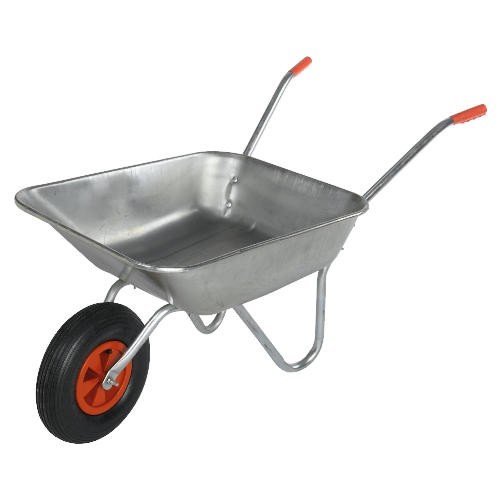 Bristol DIY Garden Light Work Metal Wheelbarrow - 50L/80kg Capacity | Galvanised Metal Pan | Sturdy Frame | Ideal Wheelbarrow for Home Gardening