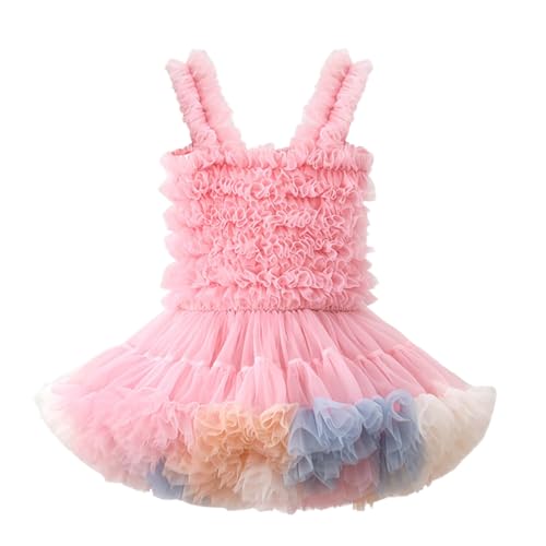 Vestido de tutú de malla para niñas pequeñas sin mangas ropa de fiesta arcoíris 1 año