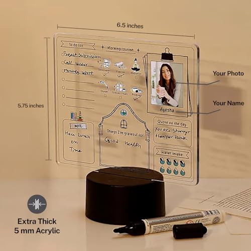 Image of IGP Custom Daily Journal LED Lamp | Same Day Delivery | Rewritable Acrylic to-Do List Board | Desk Decor & Productivity Gift for Boss, Co-Worker & Employees