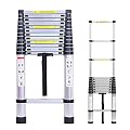 16.4ft Telescoping Ladder Aluminum Extension Loft Ladder EN131 Certificated 330lb Load Capacity with Safety Locking Mechanism Heavy Duty Straight Ladder for Home Office DIY Projects