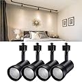 LEONLITE Dimmable LED Track Lighting Heads, 10W 700LM Single Circuit H Type Track Light for Accent Retail Kitchen Art, CRI90 Aluminum, ETL & ES Listed, 4000K Cool White, Black, Pack of 4