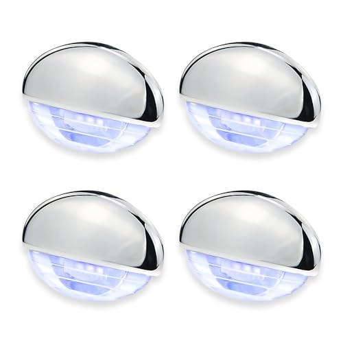 4PCS Boat Interior Courtesy Lights,Step Lights Stair Lights Accent Utility Lighting Flush Mounted IP67 Waterproof Lamp for Yacht ，RV, Caravan,Pontoon,Fishing Boat,Sailboat DC12V (Blue)